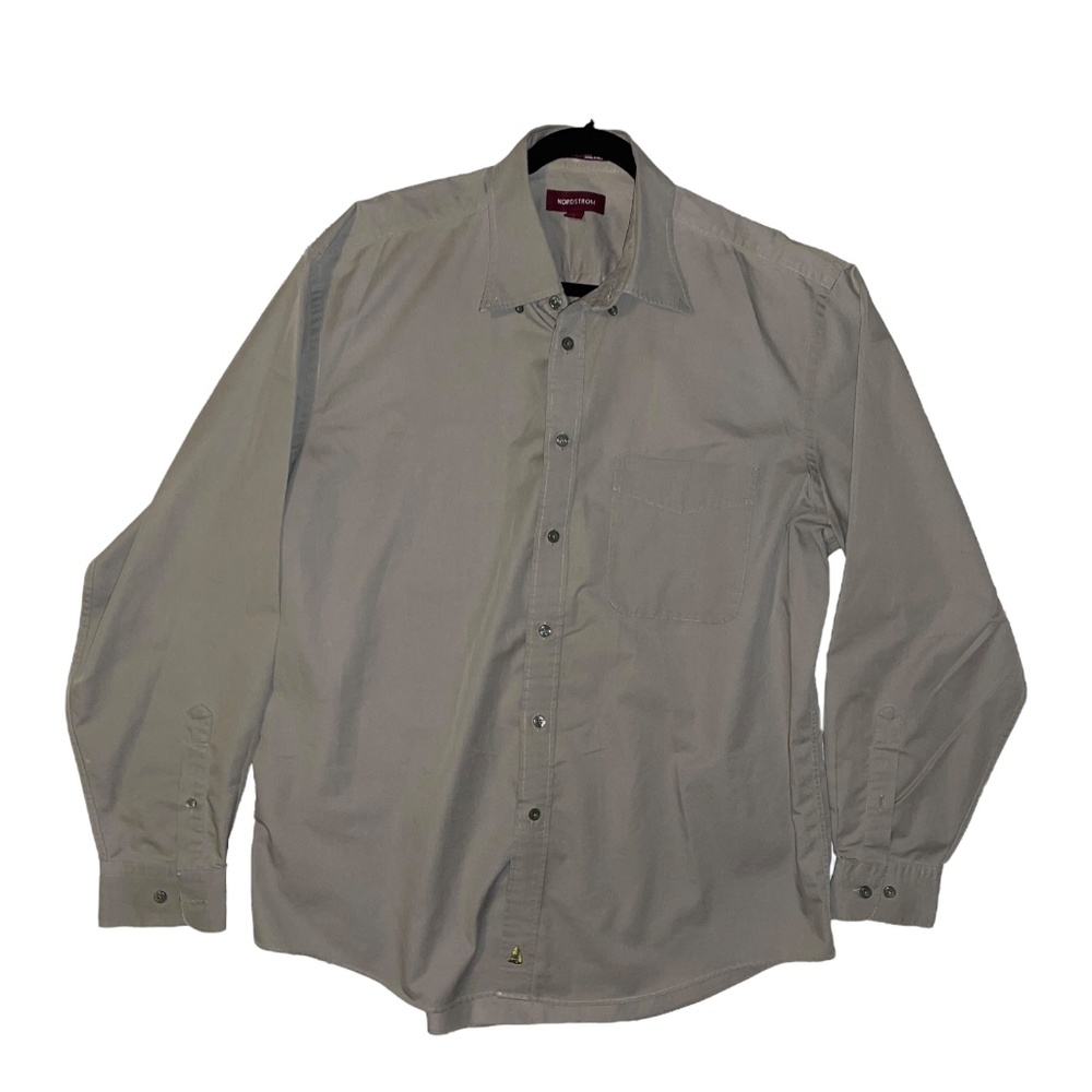 Nordstrom Wrinkle-Free Smartcare Men's Long Sleeve Button Up Green Shirt Large